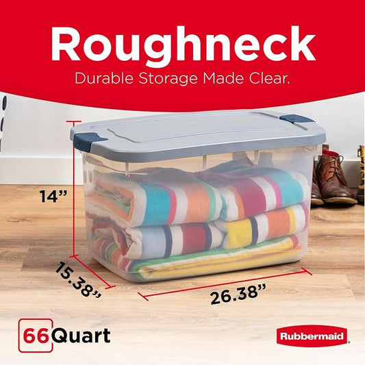 Rubbermaid Roughneck Clear 66 Qt/16.5 Gal Storage Containers, Visible Base - Image 2
