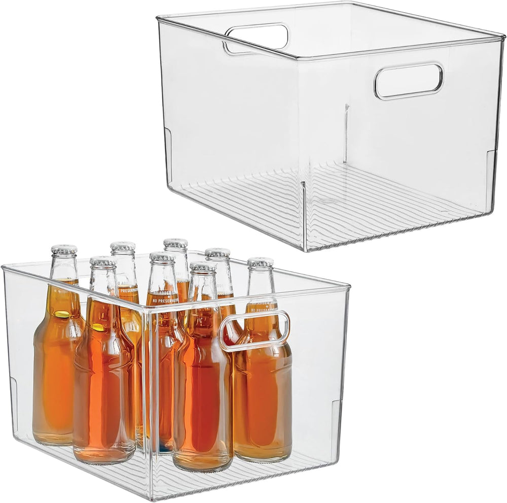 iDesign Storage Bin with Handles, Set of 2, Clear