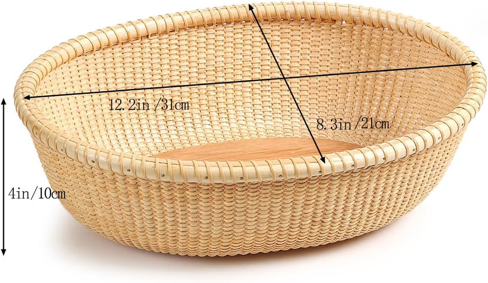 Nantucket-style basket Cane-on-cane weave Fruit Basket Bread Tray for Cake Ki...