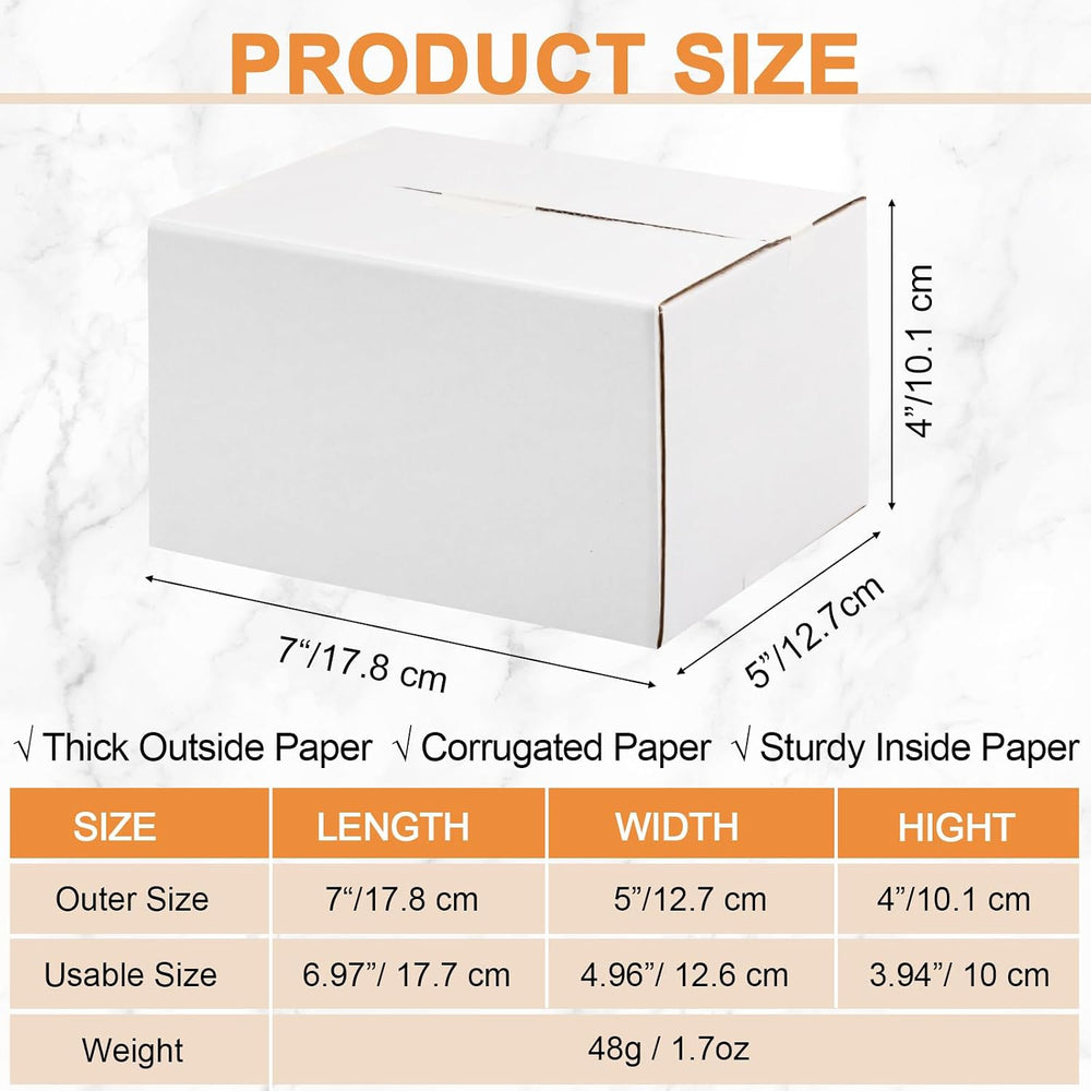 Yeaqee 72 Pcs 7 x 5 x 4 Inch Shipping Boxes for Small Business,White
