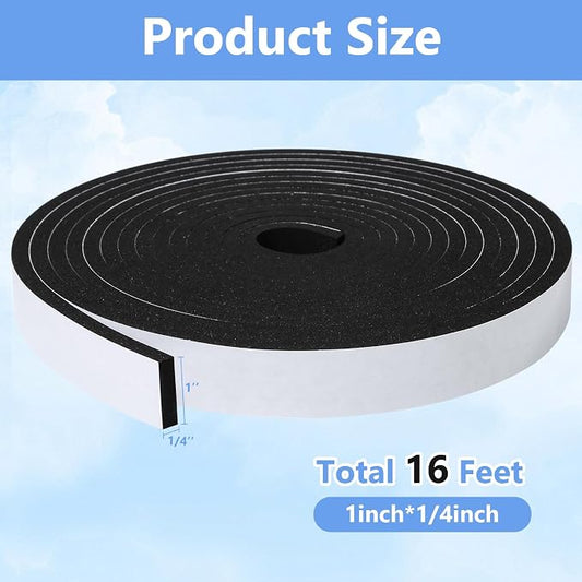 Weather Stripping Door Seal Strip- 1 Inch X 1/4 Inch X 16Feet, Strong Adhesive - Image 2