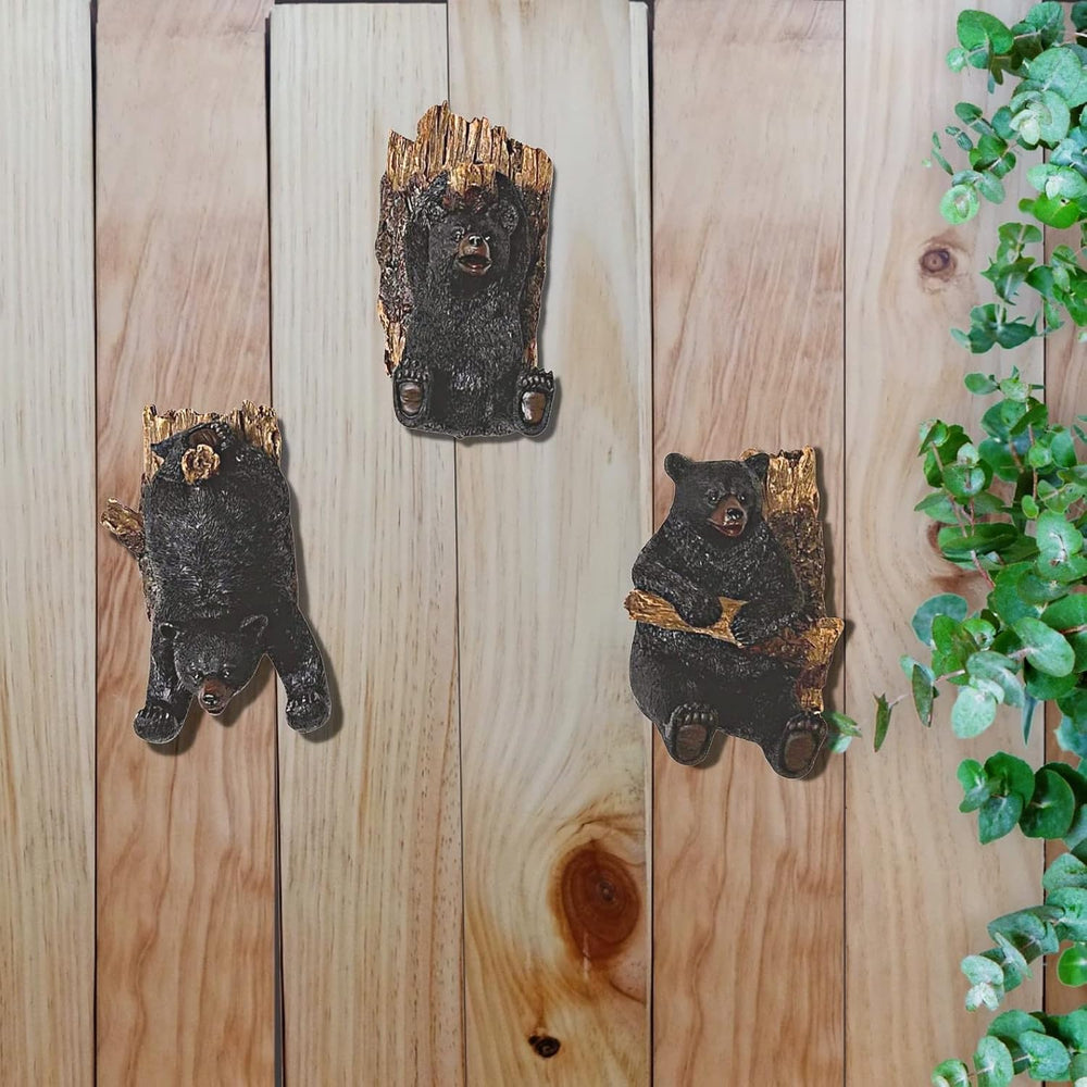 BestGiftEver Black Bear Coat Hooks, Set of 3