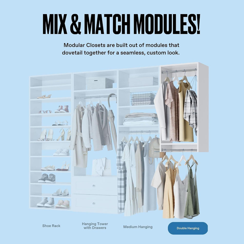 Medium Hanging Closet Unit - Modular Closet System For Hanging - Corner Close...