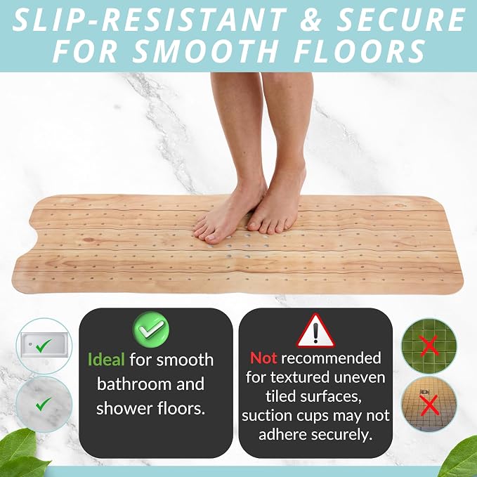 ENKOSI Bath Mat – PVC Large 40 x 16 Inch Non-Slip Bathtub Mat - Image 6