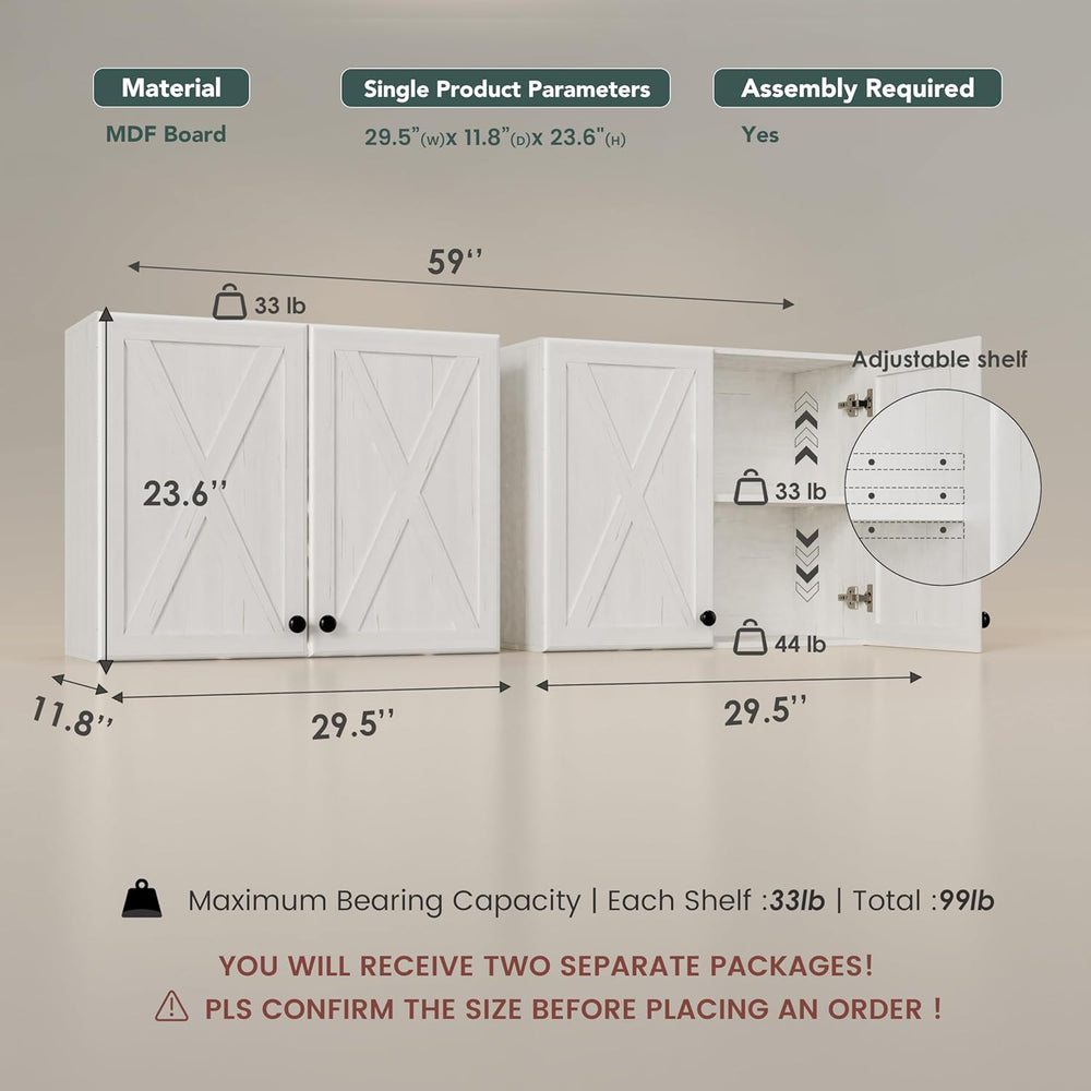 FIMELLO 60’’ Laundry Room Cabinets, Laundry Wall Cabinet Storage, Barn Door K...