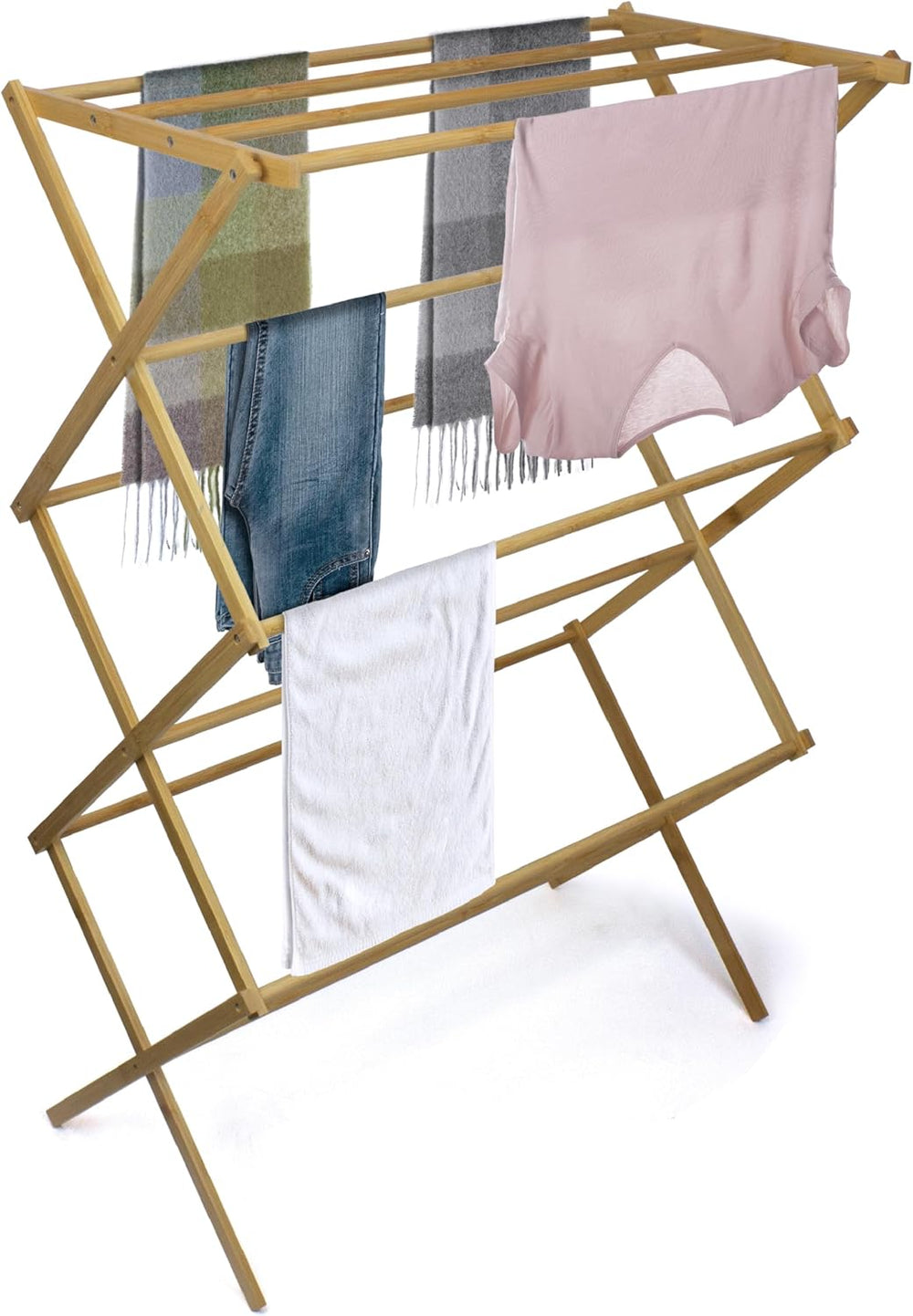 BROOKSTONE, Eco-Friendly Bamboo Drying Rack, Collapsible Laundry Clothes Hang...