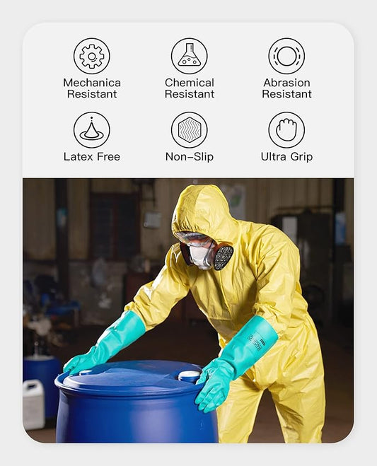 PACIFIC PPE 2 Pairs Chemical Resistant Nitrile Gloves, Resist Household Acid - Image 2