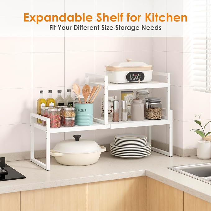 DOLALIKE Expandable Kitchen Countertop Organizer, Stackable Cabinet Shelf - Image 8