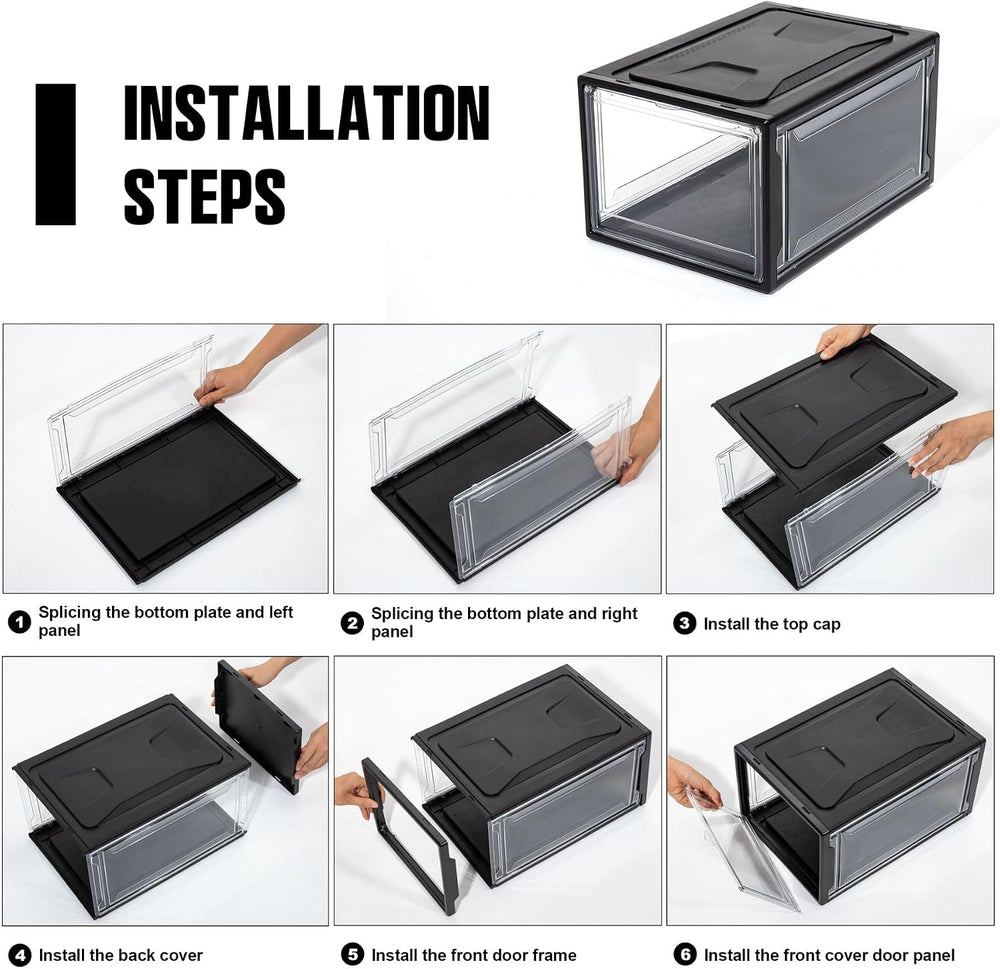 12 Pack Shoe Boxes, Clear Acrylic Plastic Shoe Boxes Stackable, Space-Saving ...