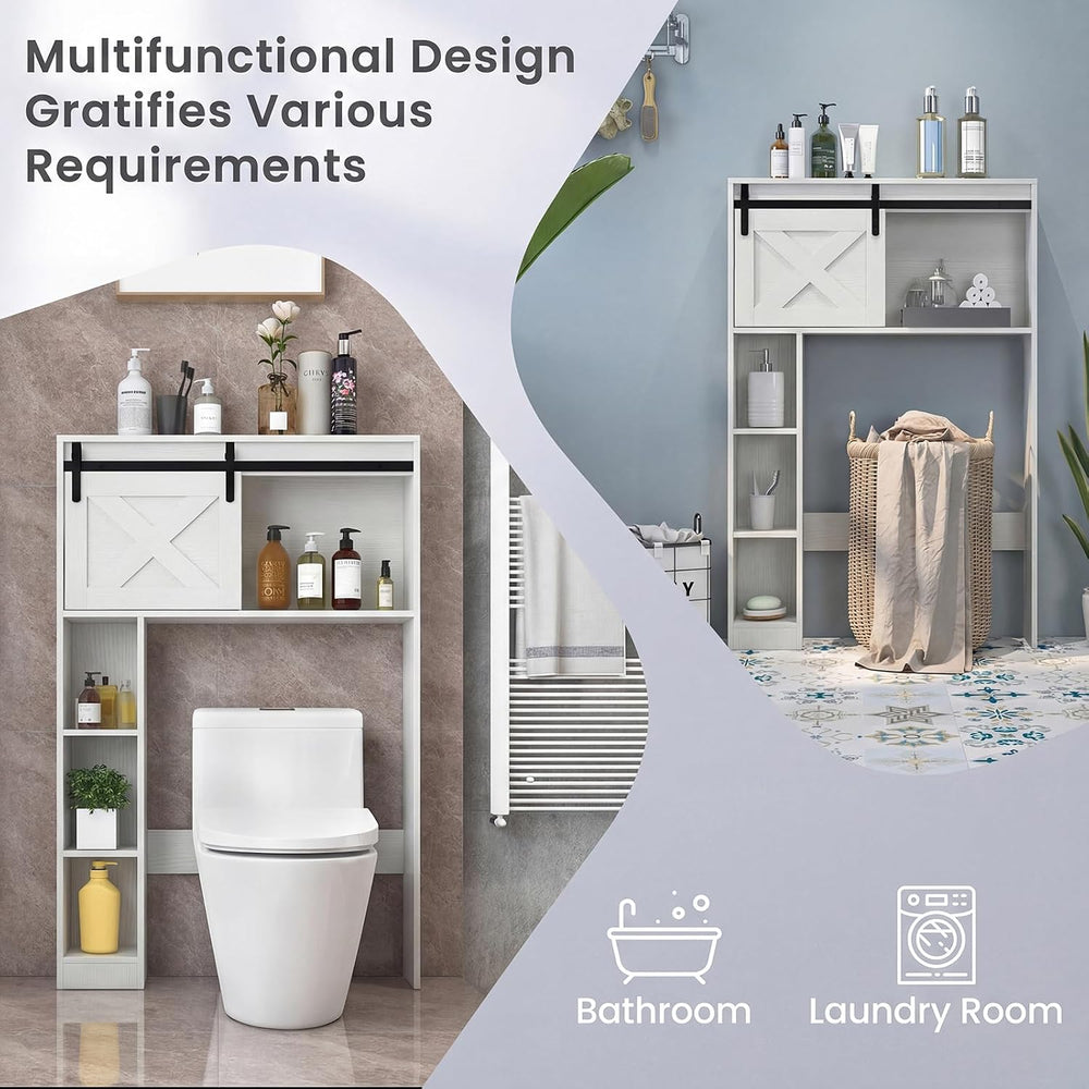 GIANTEX Over The Toilet Storage Cabinet - Freestanding Bathroom Organizer wit...