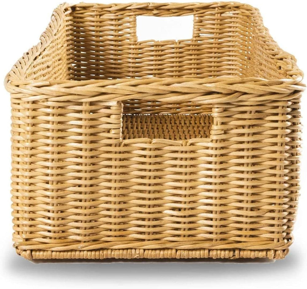 The Basket Lady Long Low Wicker Basket, XL, Sandstone