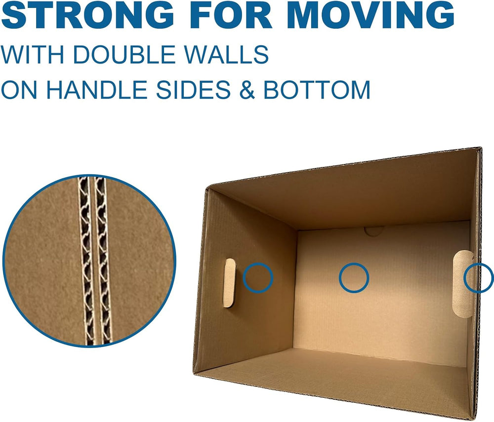 4 Sets Tape-Free Kitchen Moving Boxes 17x12x12" with 2-Layer Dividers