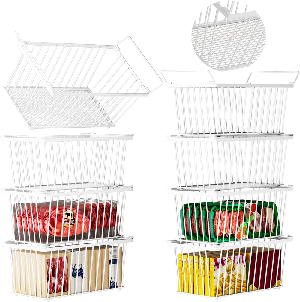 Enhanced Leak-Proof Bottom - Freezer Organizer Bins ,8 Pack Stackable Deep Fr...