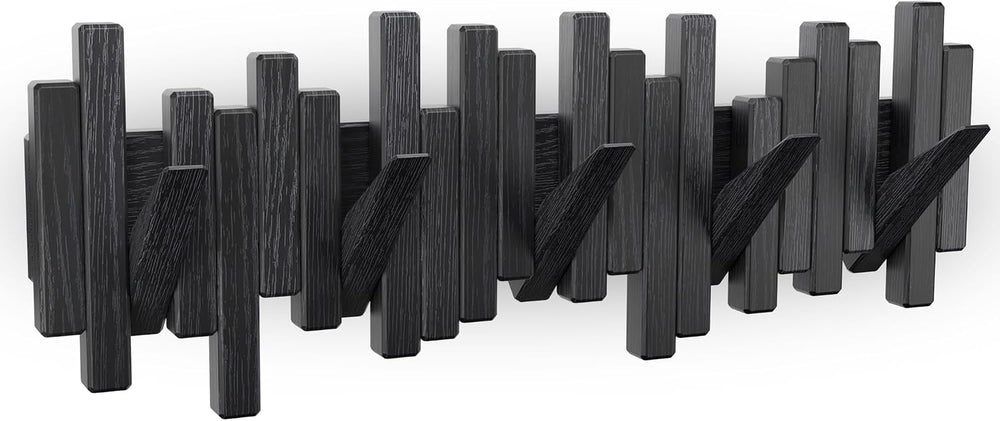 Coat Rack Wall Mount Piano Flip Down Wall Hook Rack 5 Hooks Oak