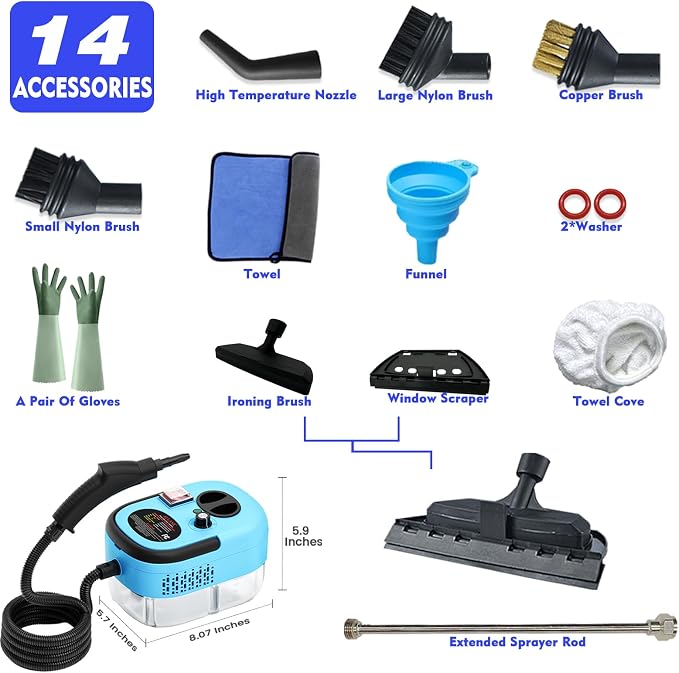 2500W Handheld Steam Cleaner, Portable Car Steamer - Image 9