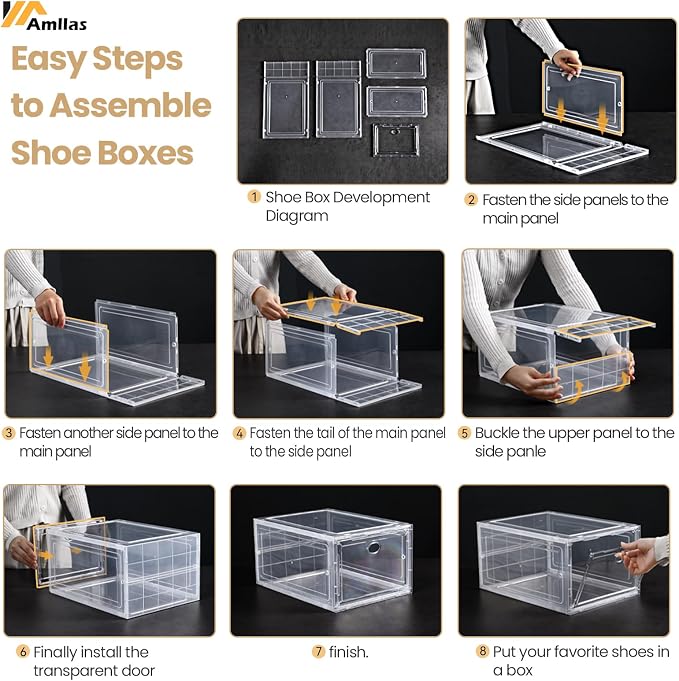 12 Pack Clear Shoe Boxes Stackable, Shoe Storage Boxes - Image 8