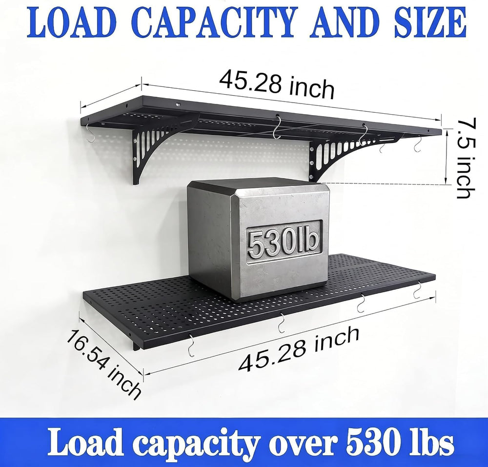 2 Pack Heavy Duty Garage Wall Shelving 45.3 x 16.5 Inch