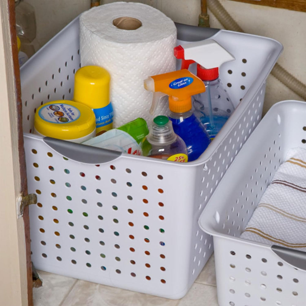 Sterilite Deep Ultra Basket, Open Top Plastic Storage Organizer, 18-Pack