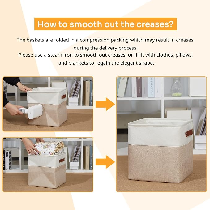 DULLEMELO 11 inch Cube Storage Bins, Large Collapsible Grey Storage Baskets - Image 7