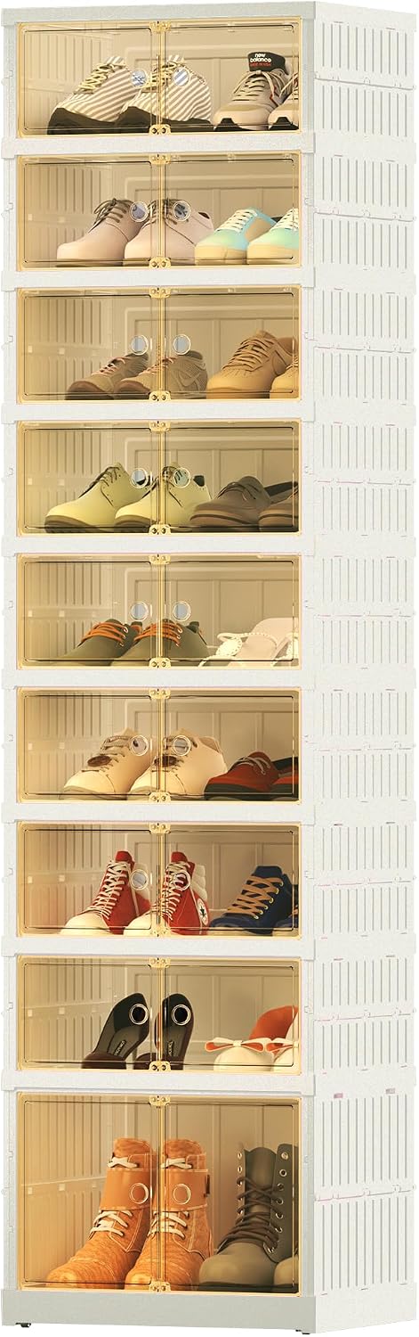 FLEXIMOUNTS Folding Shoe Rack Organizer Storage Box 9 Tiers-18 Pairs