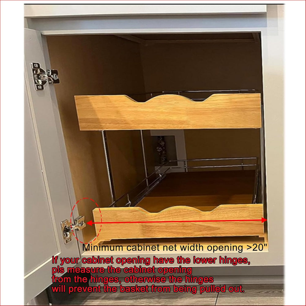 DINDON 2 Tier Pull Out Cabinet Organizer (20" W x 21" D) Slide Out ...