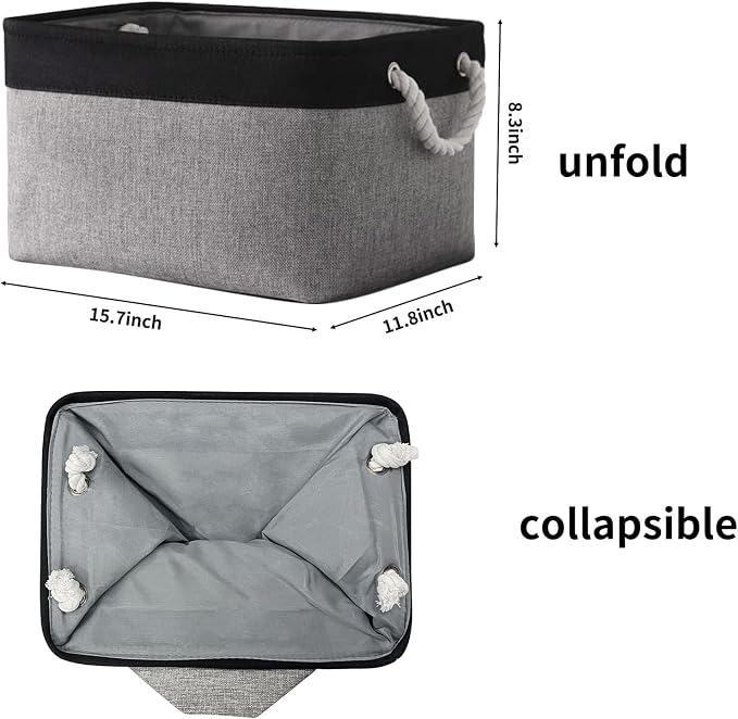 TheWarmHome Storage Basket for Organizing- 16x12x8 inch 1 Pack Fabric Storage - Image 6