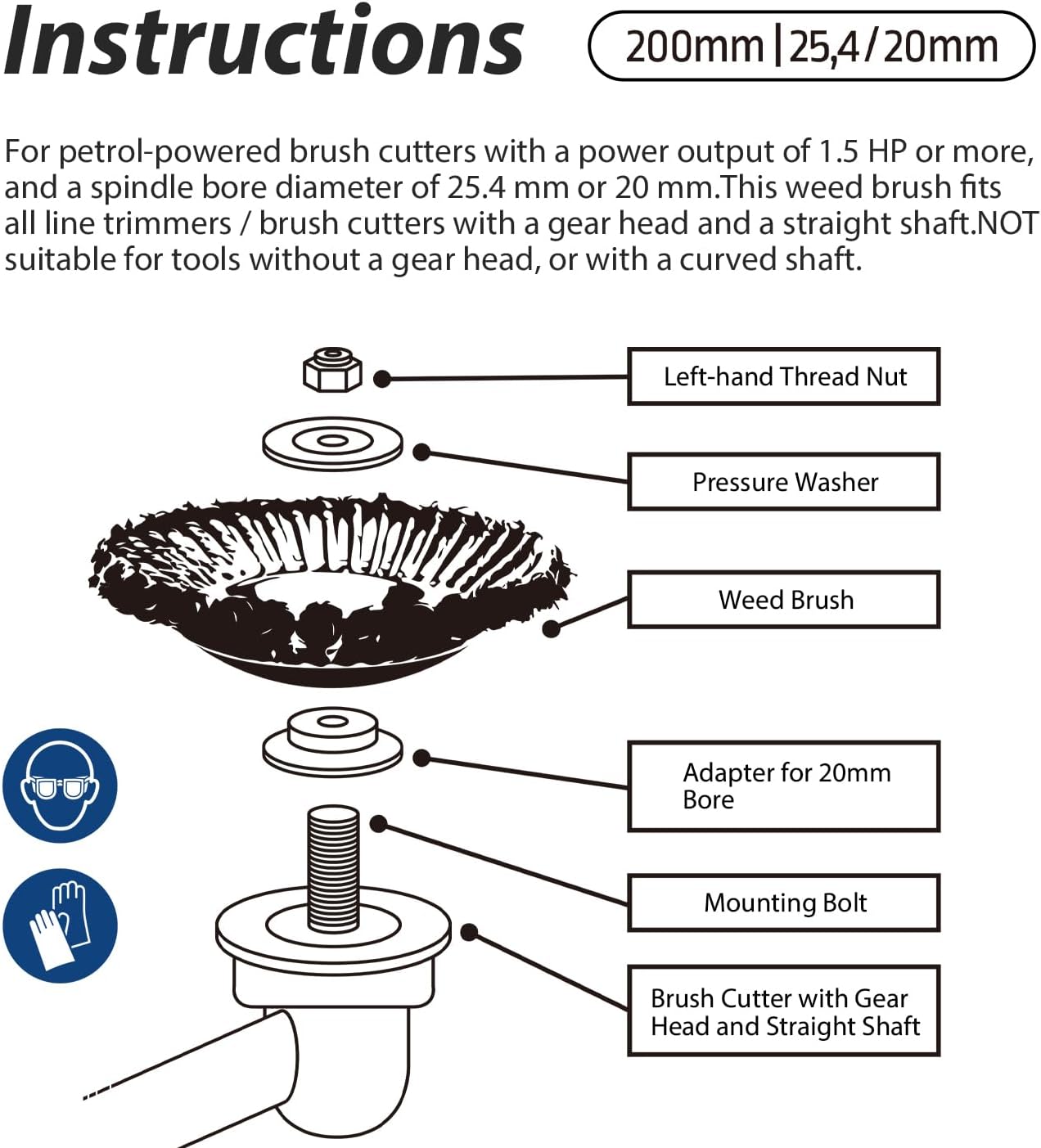 8-Inch Universal Weed Brush Cutter Trimmer Head, Heavy Duty Steel Weed Eater Attachments. Fits Most String Trimmers for Edging, Cleaning Moss, Weeds & Stains from Pavement, Brick, Driveway.