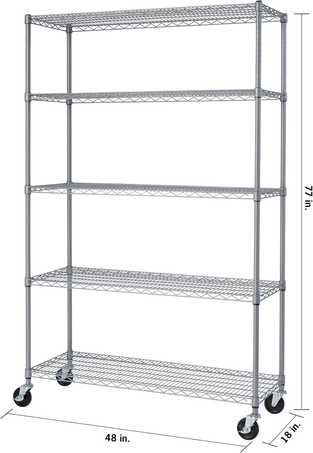 TRINITY EcoStorage Heavy Duty 5-Tier Adjustable Wire Shelving with Wheels for...