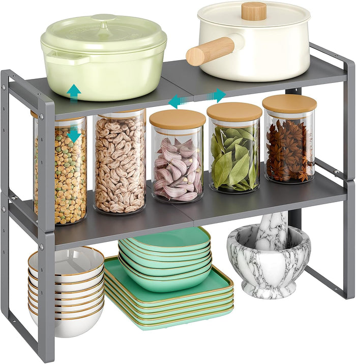 2 Pack Expandable Kitchen Cabinet Organizer Shelves