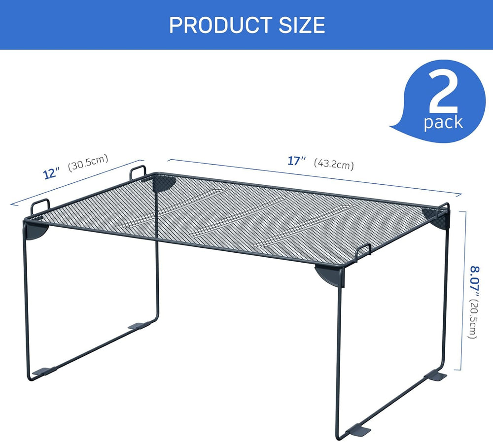 Neudeco Shelf Organizer, Gray, 2 Pack