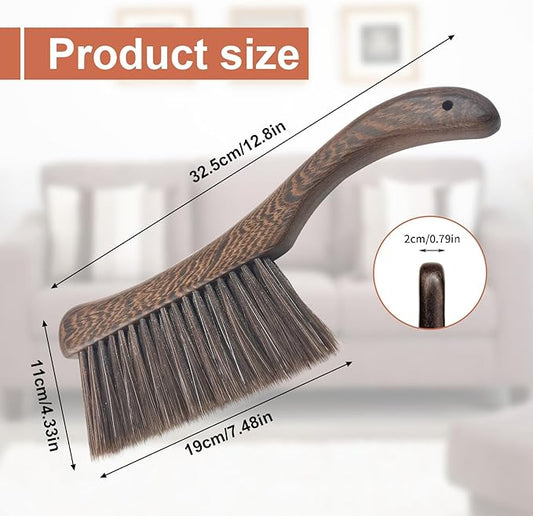 Hand Broom Brush, Wooden Handle Soft Bristle Cleaning Dust Brush, Bench Brushes - Image 2