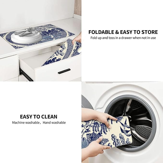 Dish Drying Mat For Kitchen Counter Absorbent Dish Mat Reversible Drainer - Image 9