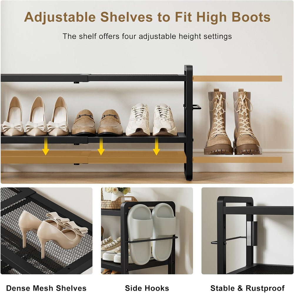 4-Tier Expandable Shoe Rack, Heavy Duty for Closet
