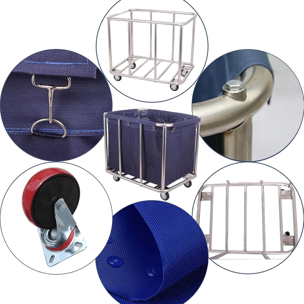 Large Laundry Cart With Wheels Heavy Duty Rolling Storage Basket Organizer 33...