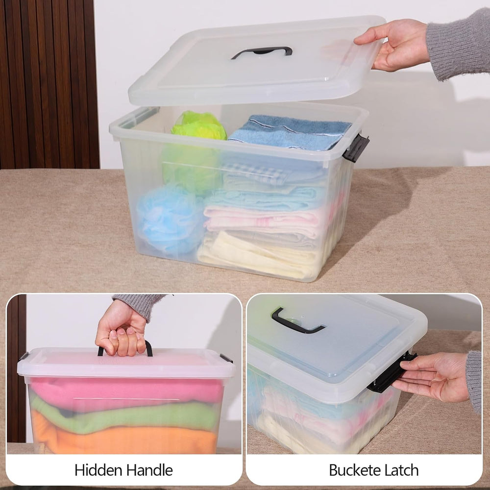 Xyskin 18 Qt Plastic Storage Bins with Lid, 4-Pack Storage Box Stackable