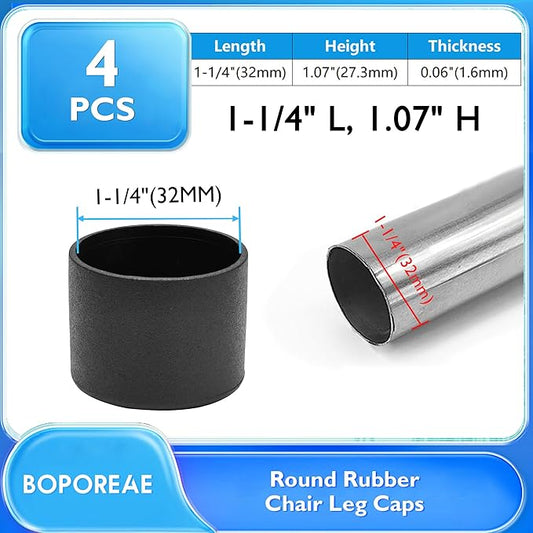 4 Pcs 1-1/4" Round Rubber Chair Leg Caps, PVC Table Leg Covers, Flexible & - Image 2