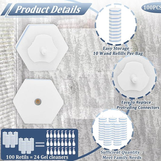 Disposable Toilet Bowl Wand Refills, Toilet Cleaner Refill Pads Compatible - Image 2