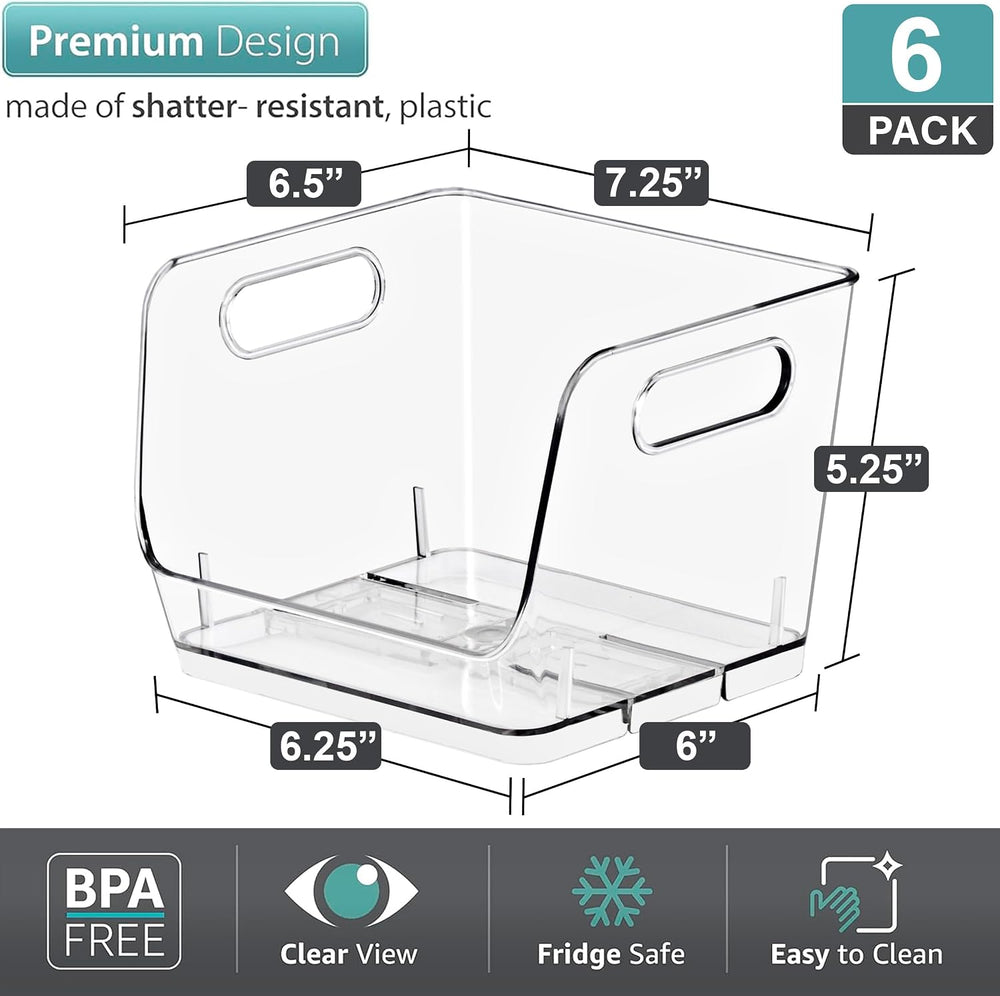 Sorbus Clear Pantry Organizer with Stackable Storage Bins, Open Front