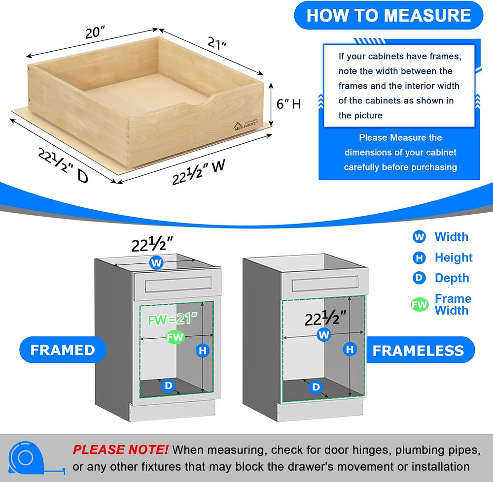WelFurGeer Soft Close Pull Out Drawer for Kitchen Cabinets, 20" W x 21&q...