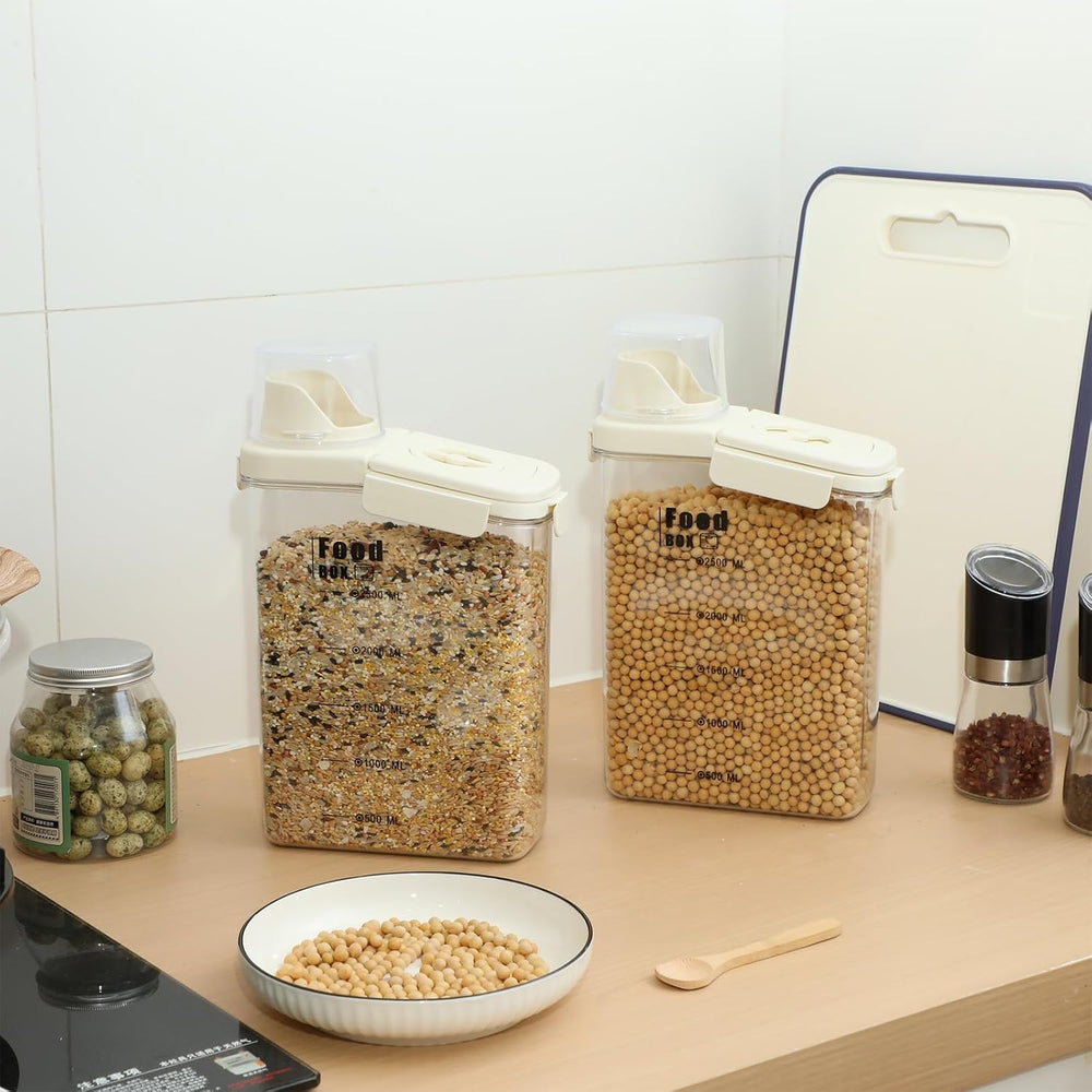 Blushtier 4 PCS Cereal Containers Storage 2.5L Airtight Large Dry Food Contai...