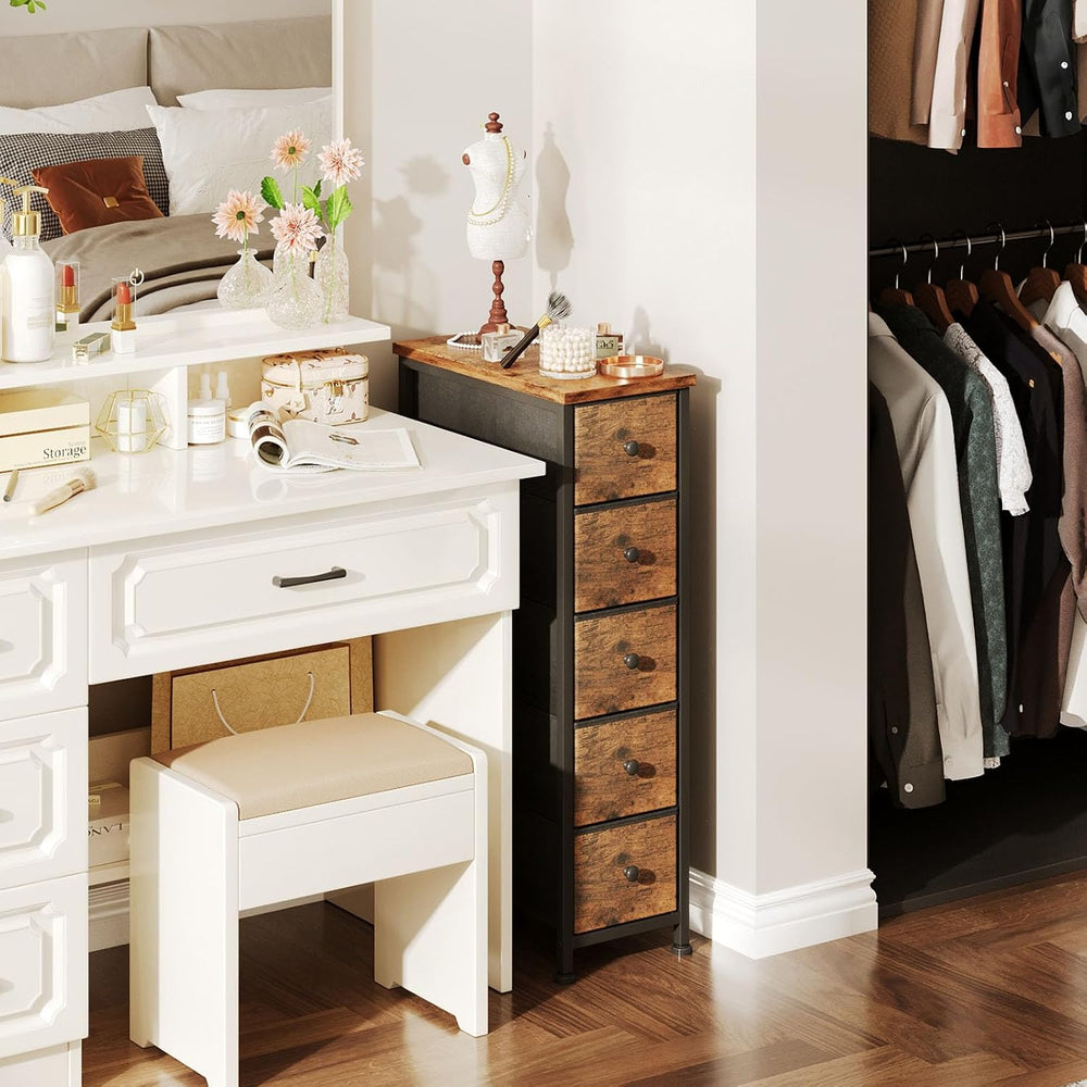 COTUBLR Narrow Dresser, 19" Wide Narrow Nightstand Dresser Storage Tower...