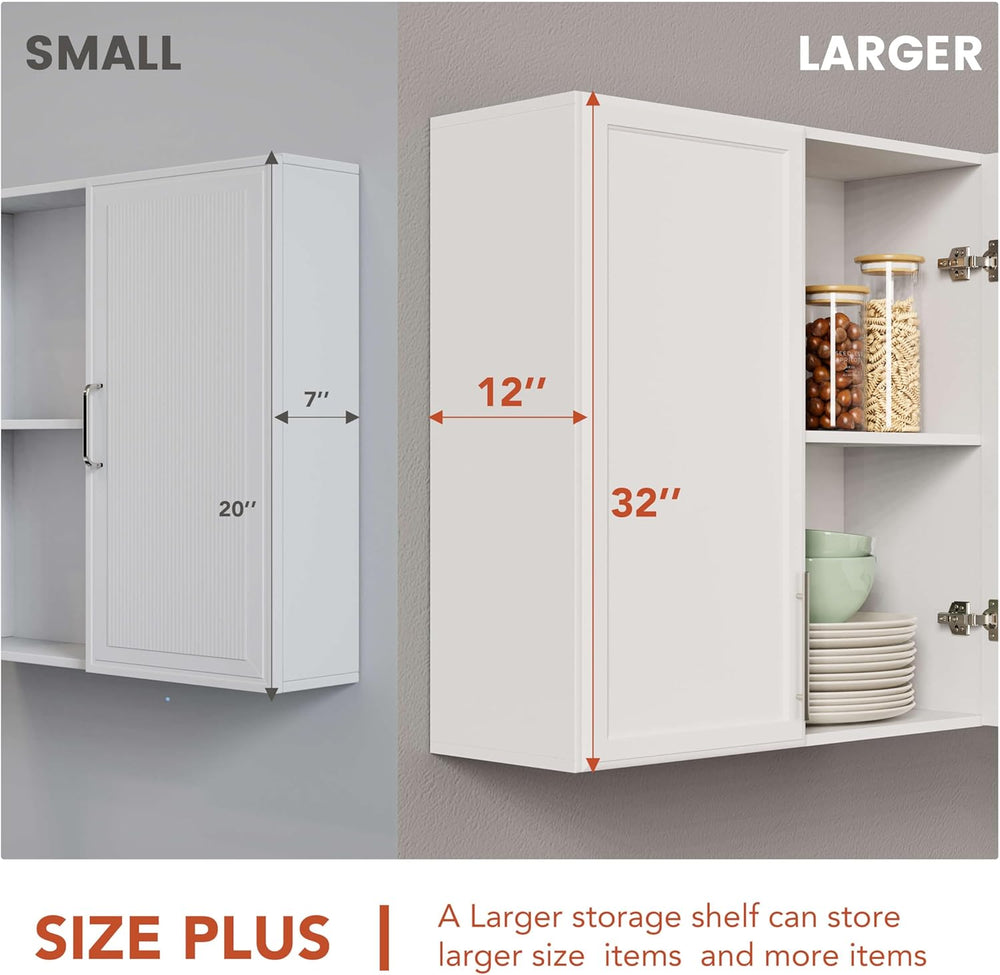 NEWOWNDS Laundry Room Cabinet 30’’x12’’x32’’, Kitchen Cabinet Wall Cabinets w...