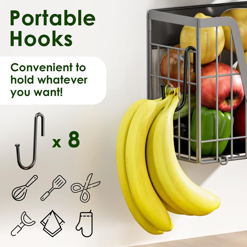 4 Pack Magnetic Shelf for Fridge, Fruit Potato and Onion Storage Bins, Magnet...
