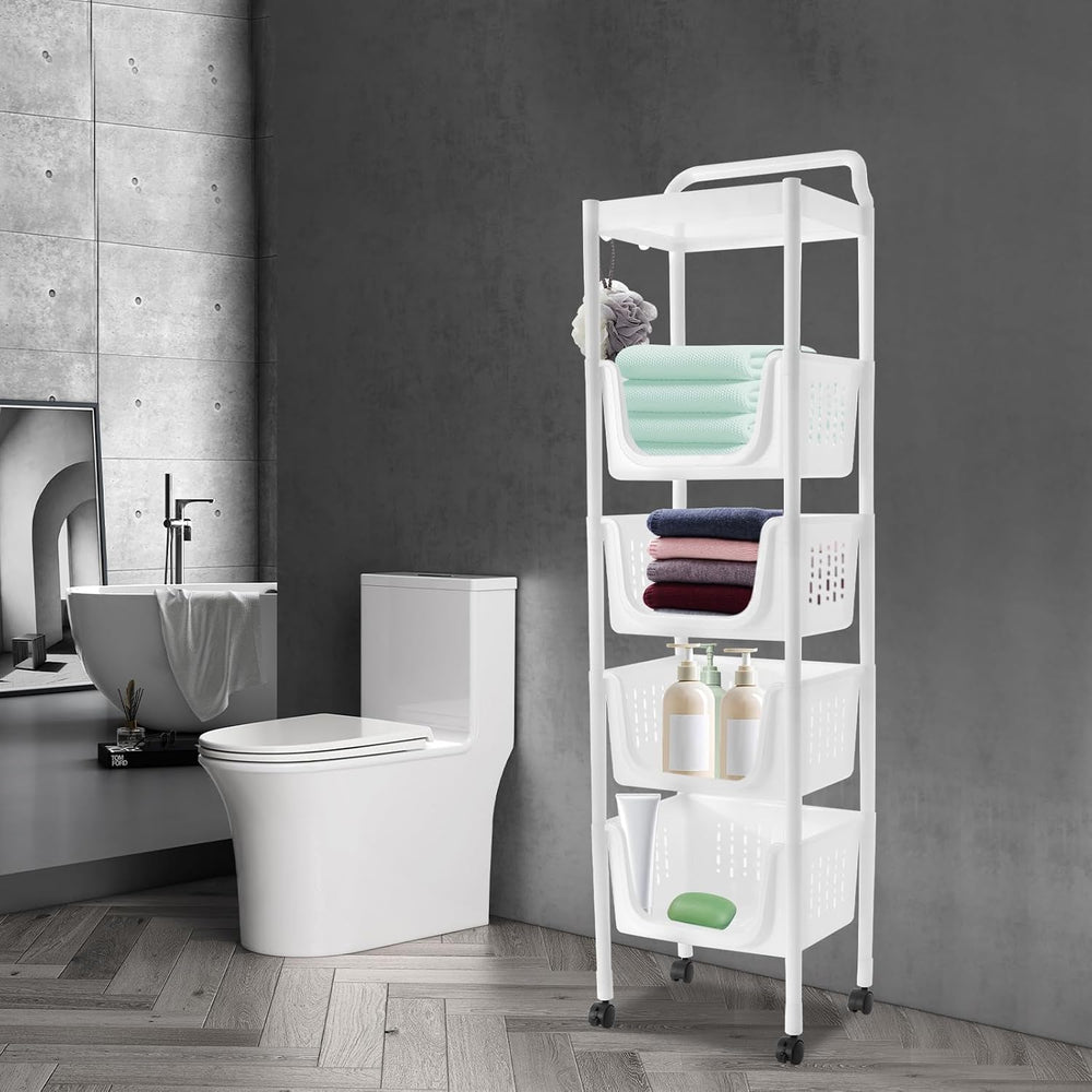 5 Tier Kitchen Organizer,Hollow-Cut Floor-Standing Fruit Vegetable Basket wit...