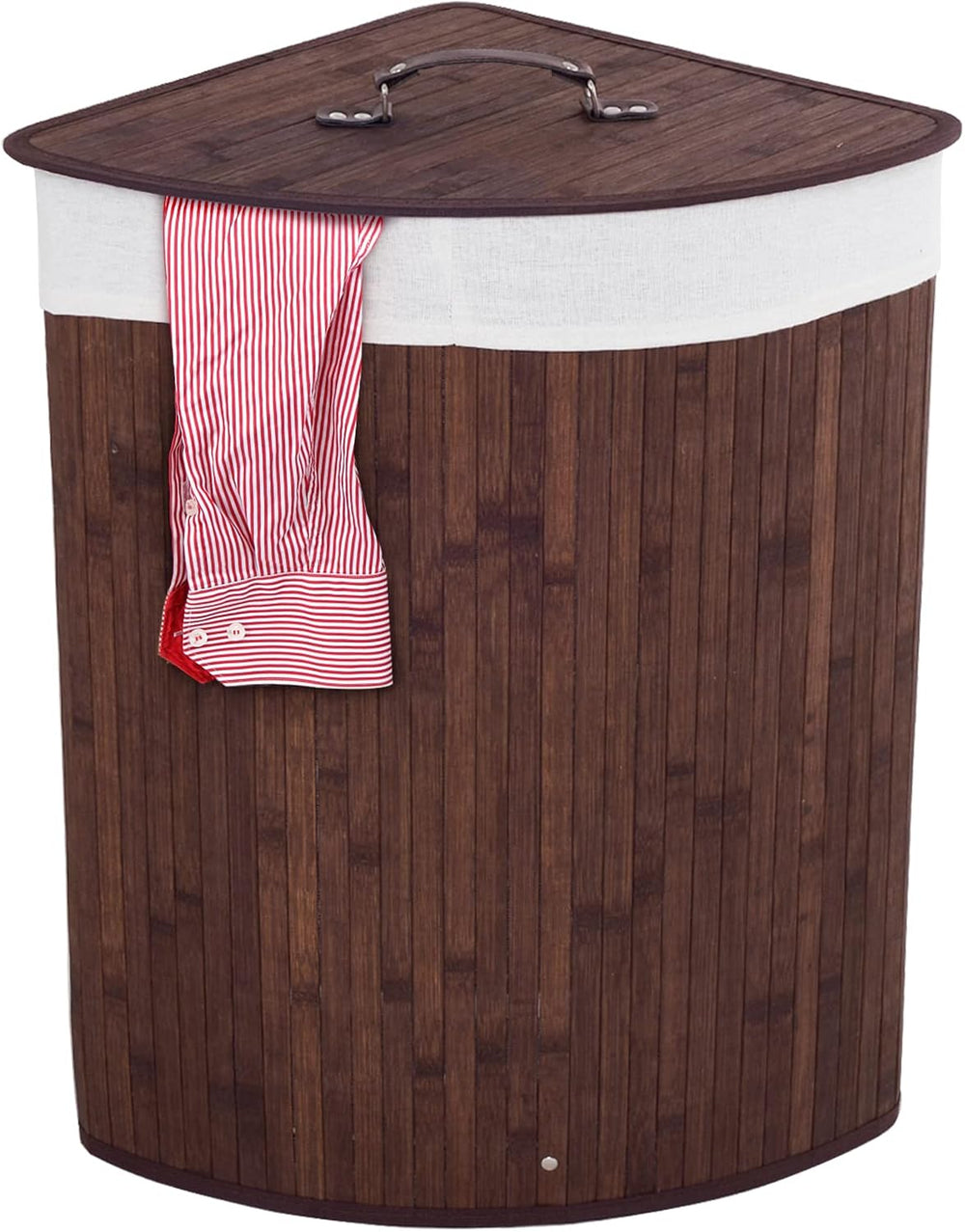 Julimoon Bamboo Laundry Hamper With Lid, Removable Liner and Handle - Clothes...