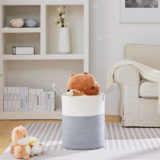 VIPOSCO Large Laundry Hamper, Tall Woven Rope Storage Basket - Image 2