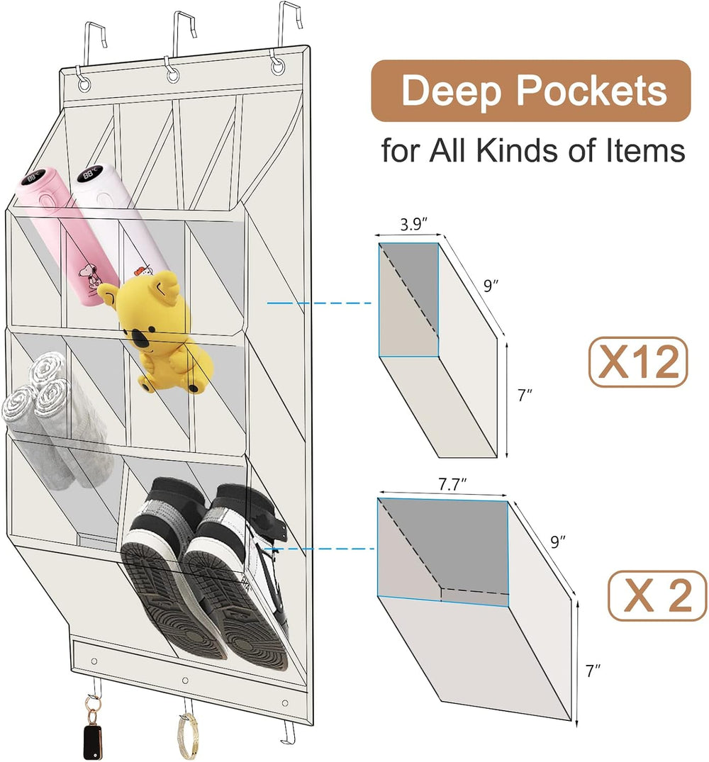 2 Pack Over the Door Shoe Organizers, Hanging Shoe Organizers Large Pockets