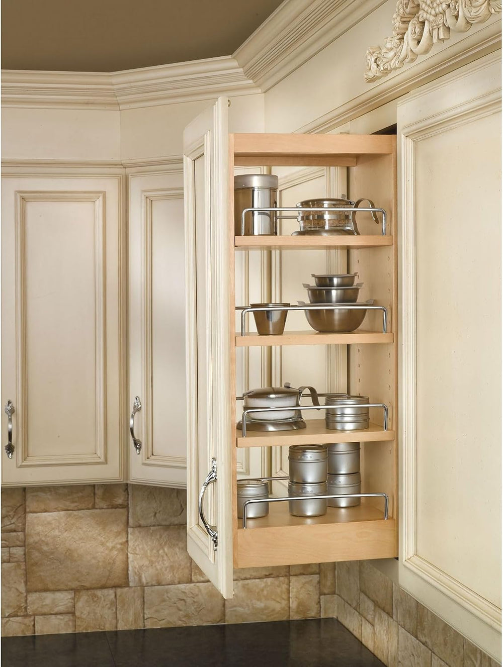 Rev-A-Shelf 8" Pullout Storage Organizer for Wall Kitchen Cabinets, Slid...