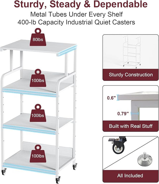 4 Tier White Printer Stand - Image 2
