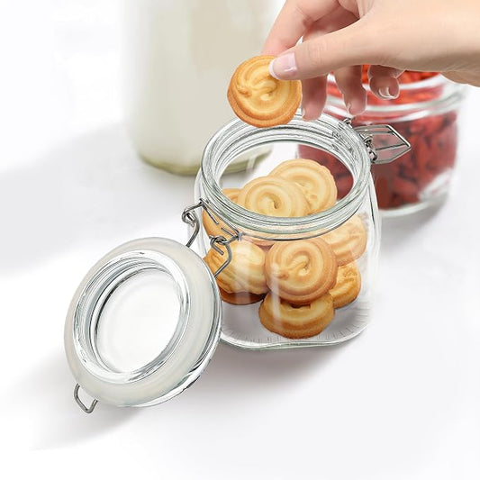 Glass Food Storage Jars with Airtight Lids 13 oz Square 4 Pack Kitchen Storage - Image 2